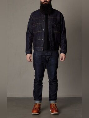Momotaro 14.7 oz Deep Blue Denim Jacket Like New Size 40 Made in Japan